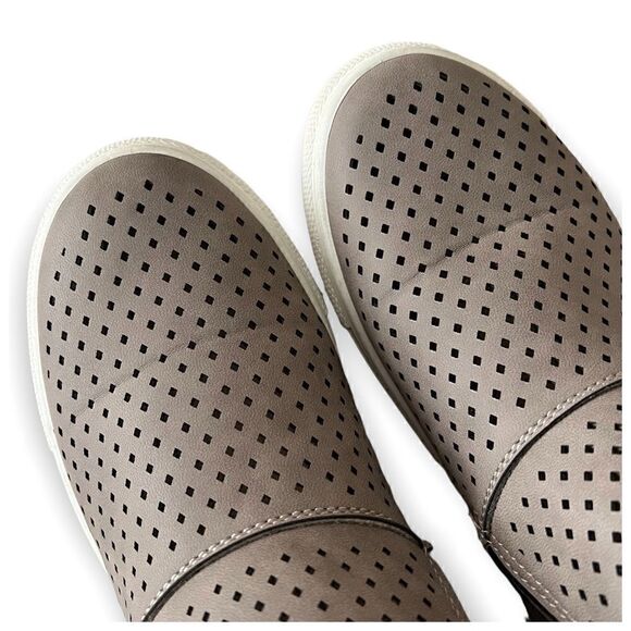 Pierre Dumas Comfort Foam Perforated Slip On Sneakers High Top Taupe Fast-5 - Picture 8 of 11